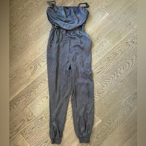 Fashion nova grey silk jump suit romper